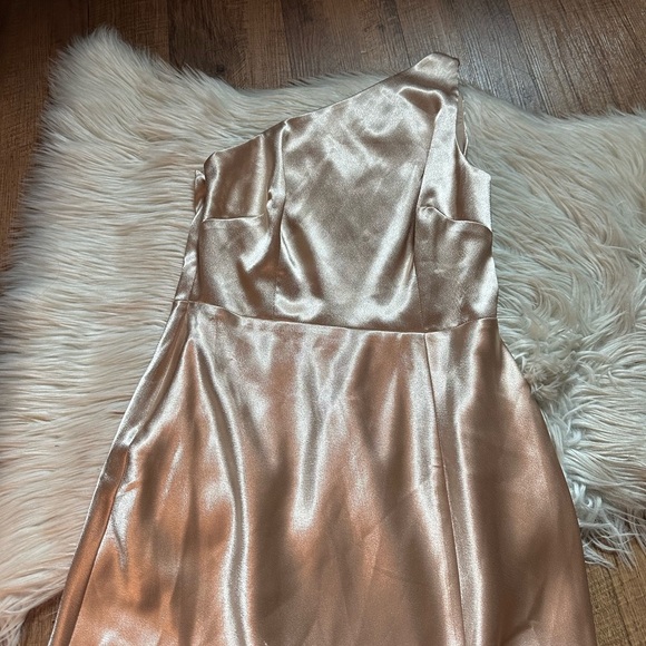 BIRDY GREY Kira Dress In Shiny Satin Neutral Champagne - Picture 8 of 9